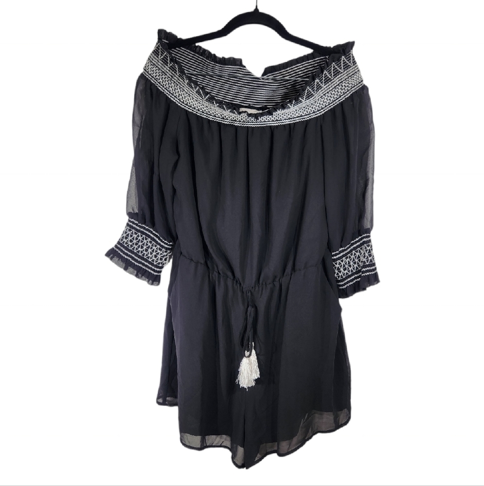 Belle Sky Off The Shoulder Romper Size Large Black